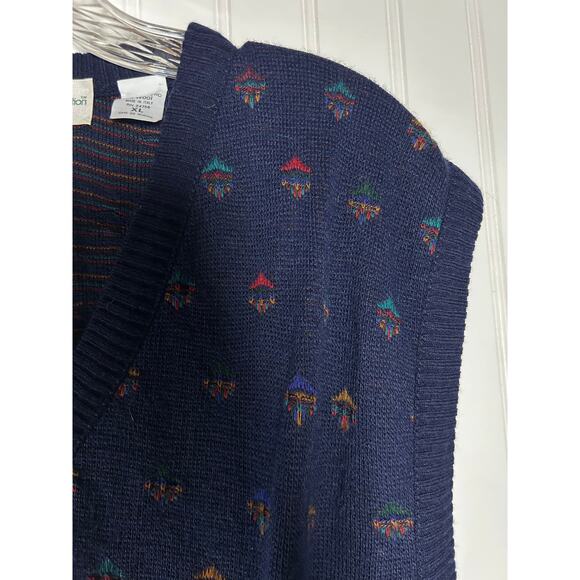 Vintage Potomac Collection Sweater Vest Men'sX L Navy Blue V Neck printed office - Picture 3 of 9